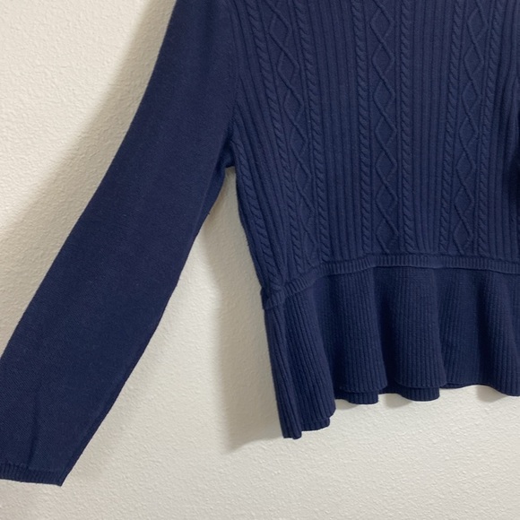 Talbots Cable Knit Navy Blue Sweater with Peplum in size XL petite - Picture 3 of 6
